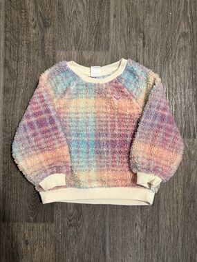 Roxy Pastel Sherpa Crewneck Sweater - Pink Blue Purple Cream